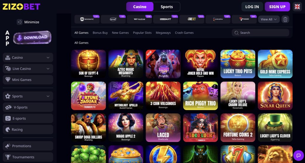 Zizobet - Fastest Payout UK Credit Card Casino
